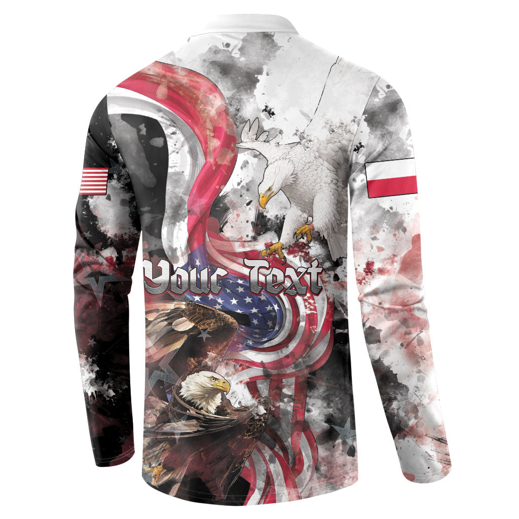 Personalized Polish American Heritage Month Button Sweatshirt Two Eagles Soar Above The National Flag