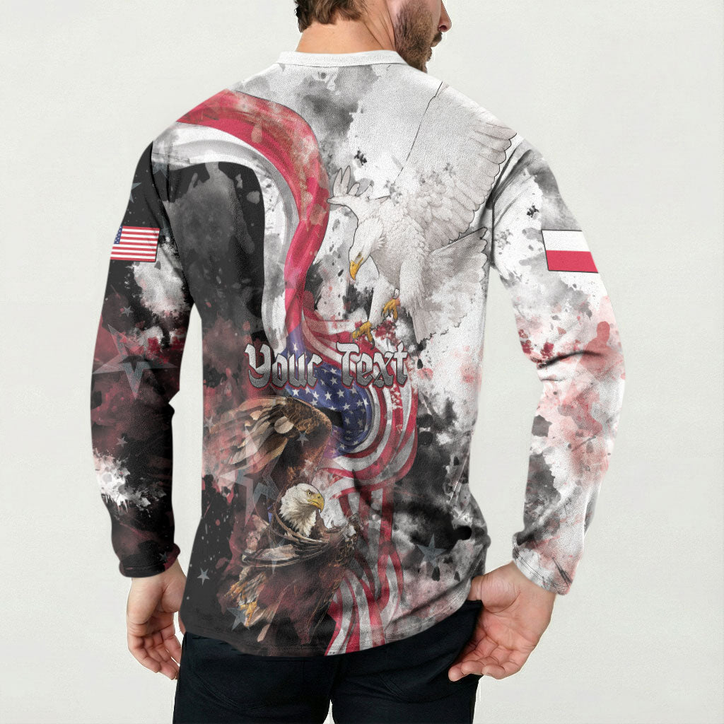 Personalized Polish American Heritage Month Button Sweatshirt Two Eagles Soar Above The National Flag