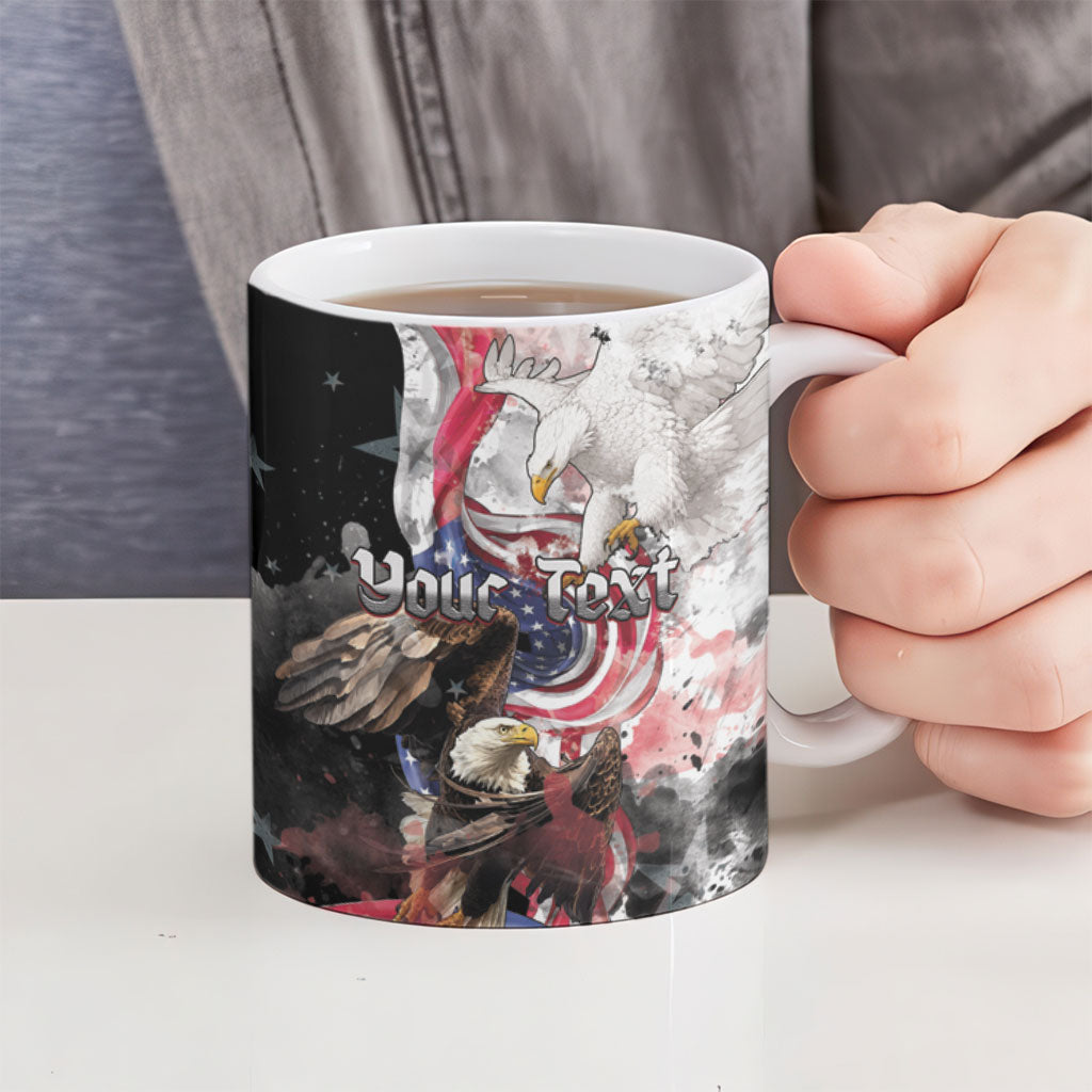 Personalized Polish American Heritage Month Ceramic Mug Two Eagles Soar Above The National Flag