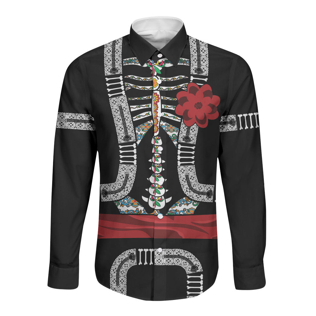 Mexico Day Of The Dead Long Sleeve Button Shirt Skull Charro Suits Cosplay Funny Style