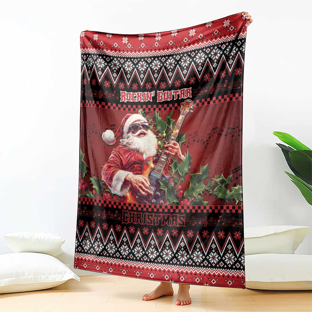 Guitar Christmas Blanket Rocking Santa - Wonder Print Shop