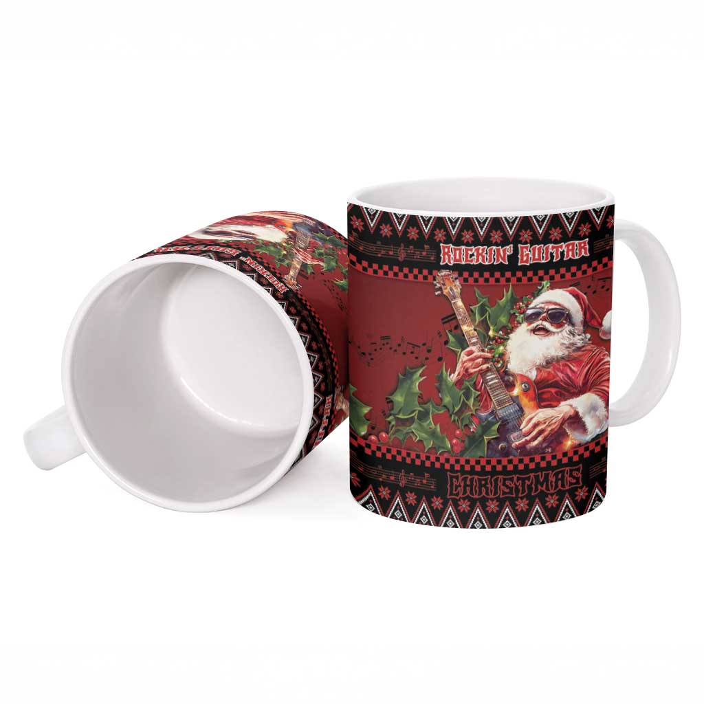 Guitar Christmas Ceramic Mug Rocking Santa - Wonder Print Shop