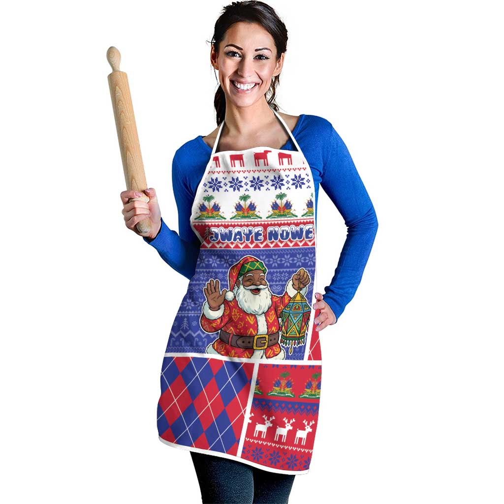 Haiti Christmas Apron Santa With Fanal Haitian Patchwork Style - Wonder Print Shop