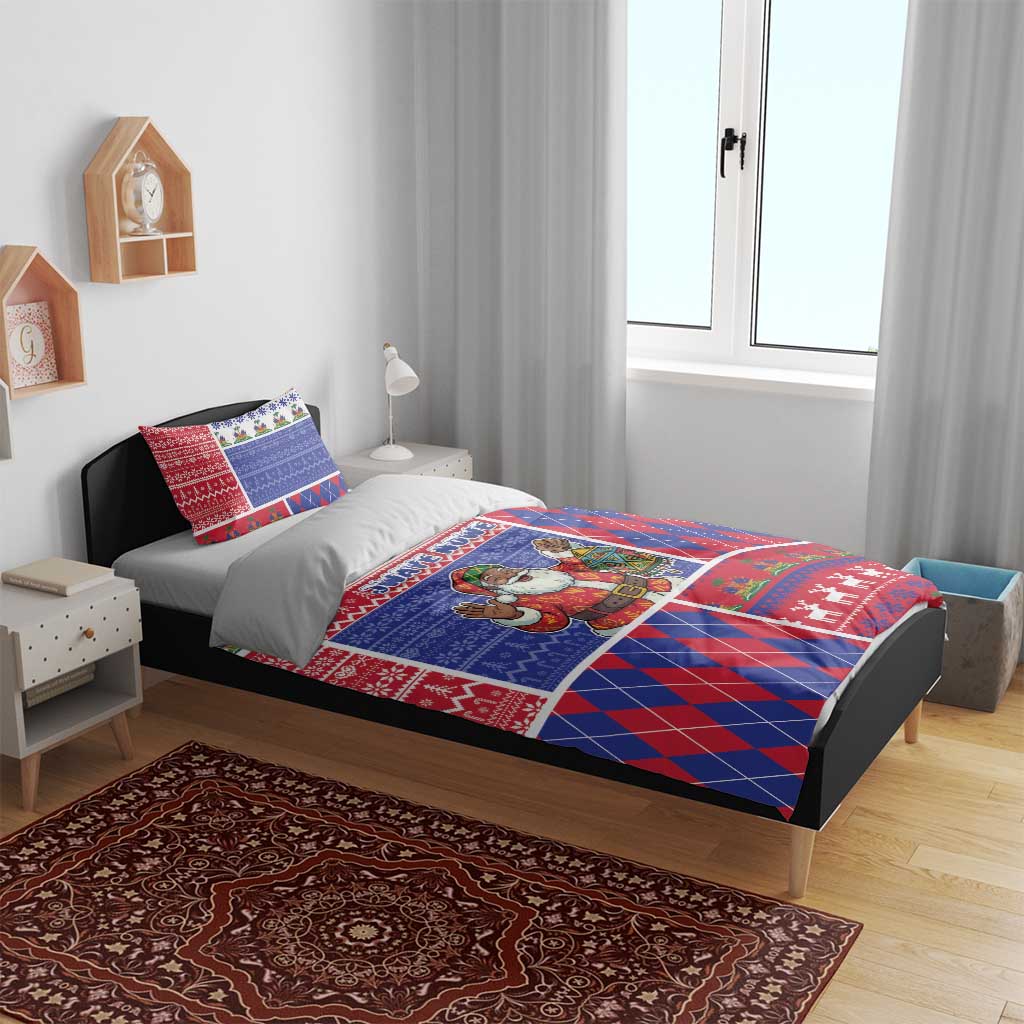 Haiti Christmas Bedding Set Santa With Fanal Haitian Patchwork Style - Wonder Print Shop