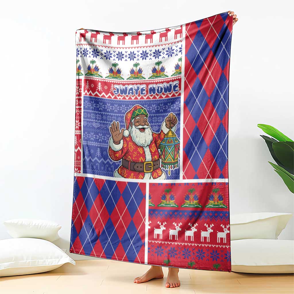 Haiti Christmas Blanket Santa With Fanal Haitian Patchwork Style - Wonder Print Shop