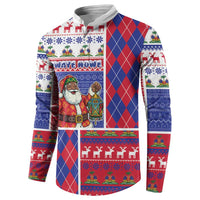 Haiti Christmas Button Sweatshirt Santa With Fanal Haitian Patchwork Style - Wonder Print Shop