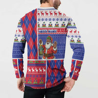 Haiti Christmas Button Sweatshirt Santa With Fanal Haitian Patchwork Style - Wonder Print Shop