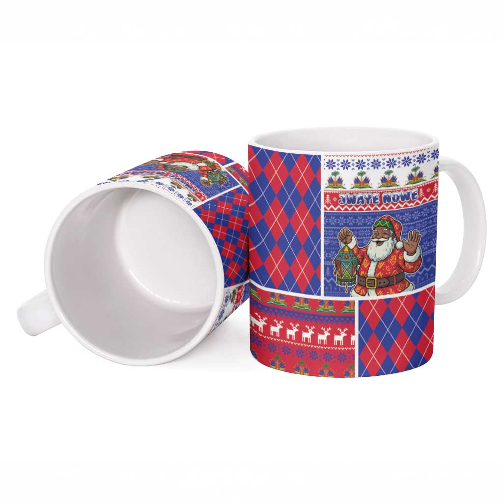 Haiti Christmas Ceramic Mug Santa With Fanal Haitian Patchwork Style - Wonder Print Shop