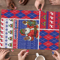 Haiti Christmas Puzzle Santa With Fanal Haitian Patchwork Style - Wonder Print Shop