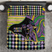 Mardi Gras Bedding Set King Rex Glitter Effect