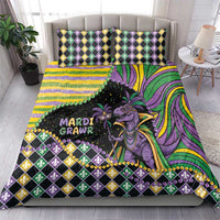 Mardi Gras Bedding Set King Rex Glitter Effect