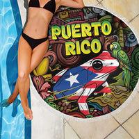 Puerto Rico Beach Blanket The Coqui Frog Tropical Doodle Style - Wonder Print Shop