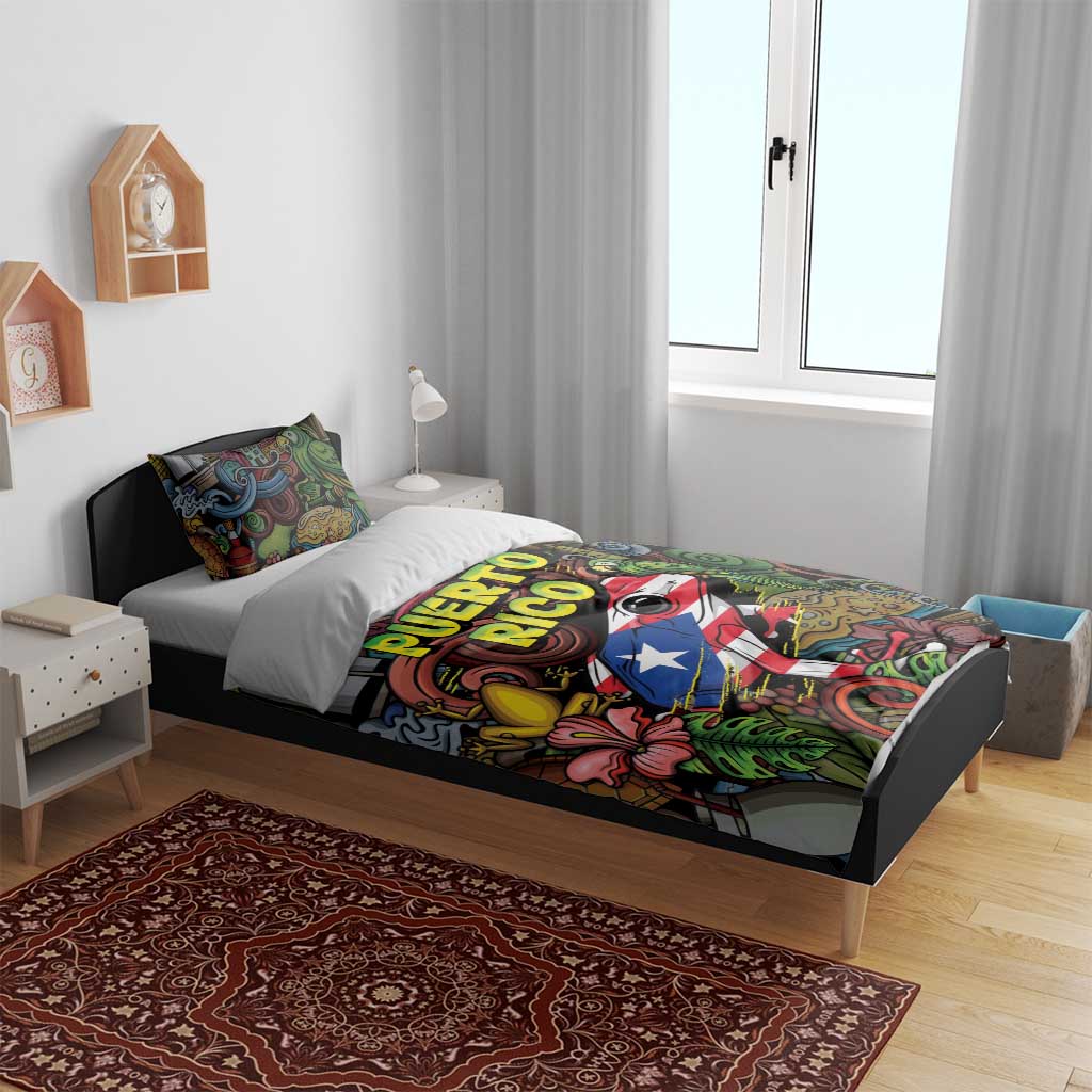 Puerto Rico Bedding Set The Coqui Frog Tropical Doodle Style - Wonder Print Shop