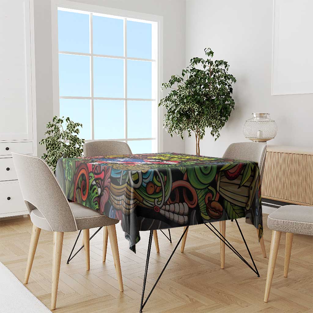 Puerto Rico Tablecloth The Coqui Frog Tropical Doodle Style - Wonder Print Shop