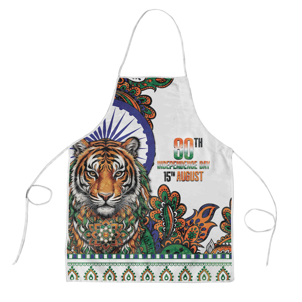 India Independence Day Apron Royal Tiger Ashoka Chakra Paisley Pattern