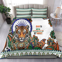 India Independence Day Bedding Set Royal Tiger Ashoka Chakra Paisley Pattern