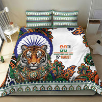 India Independence Day Bedding Set Royal Tiger Ashoka Chakra Paisley Pattern