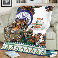 India Independence Day Blanket Royal Tiger Ashoka Chakra Paisley Pattern