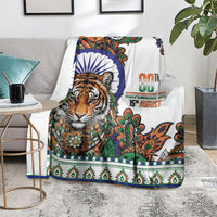 India Independence Day Blanket Royal Tiger Ashoka Chakra Paisley Pattern