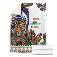 India Independence Day Blanket Royal Tiger Ashoka Chakra Paisley Pattern