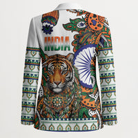 India Independence Day Blazer Royal Tiger Ashoka Chakra Paisley Pattern