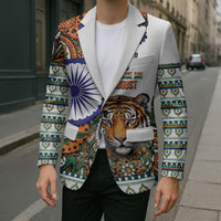 India Independence Day Blazer Royal Tiger Ashoka Chakra Paisley Pattern