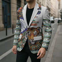 India Independence Day Blazer Royal Tiger Ashoka Chakra Paisley Pattern