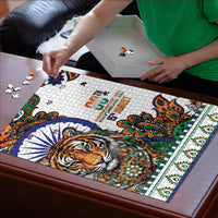 India Independence Day Puzzle Royal Tiger Ashoka Chakra Paisley Pattern