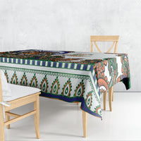India Independence Day Tablecloth Royal Tiger Ashoka Chakra Paisley Pattern