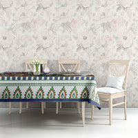 India Independence Day Tablecloth Royal Tiger Ashoka Chakra Paisley Pattern