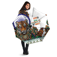 India Independence Day Umbrella Royal Tiger Ashoka Chakra Paisley Pattern