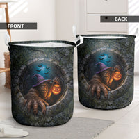 3D Illusion Bigfoot Halloween Laundry Basket Witch Sasquatch Stone Well Pumpkin Lantern