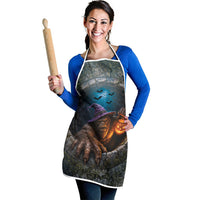 3D Illusion Bigfoot Halloween Apron Witch Sasquatch Stone Well Pumpkin Lantern