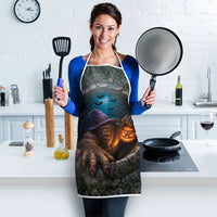 3D Illusion Bigfoot Halloween Apron Witch Sasquatch Stone Well Pumpkin Lantern