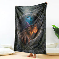 3D Illusion Bigfoot Halloween Blanket Witch Sasquatch Stone Well Pumpkin Lantern