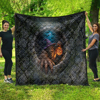 3D Illusion Bigfoot Halloween Quilt Witch Sasquatch Stone Well Pumpkin Lantern