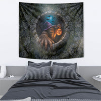 3D Illusion Bigfoot Halloween Tapestry Witch Sasquatch Stone Well Pumpkin Lantern
