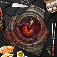 3D Illusion Jersey Devil Halloween Apron Monster Horned Skull Fire Well