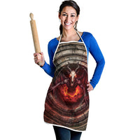 3D Illusion Jersey Devil Halloween Apron Monster Horned Skull Fire Well