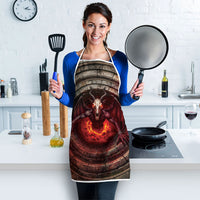 3D Illusion Jersey Devil Halloween Apron Monster Horned Skull Fire Well