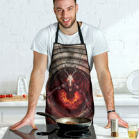3D Illusion Jersey Devil Halloween Apron Monster Horned Skull Fire Well