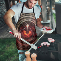 3D Illusion Jersey Devil Halloween Apron Monster Horned Skull Fire Well