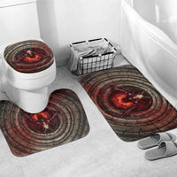 3D Illusion Jersey Devil Halloween Bathroom Set Monster Horned Skull Fire Well