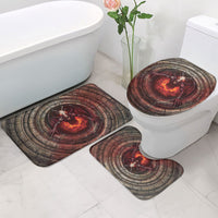 3D Illusion Jersey Devil Halloween Bathroom Set Monster Horned Skull Fire Well