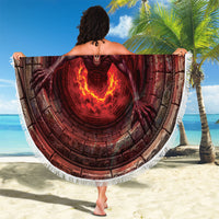 3D Illusion Jersey Devil Halloween Beach Blanket Monster Horned Skull Fire Well