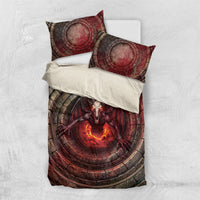 3D Illusion Jersey Devil Halloween Bedding Set Monster Horned Skull Fire Well