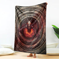 3D Illusion Jersey Devil Halloween Blanket Monster Horned Skull Fire Well