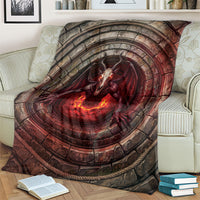 3D Illusion Jersey Devil Halloween Blanket Monster Horned Skull Fire Well