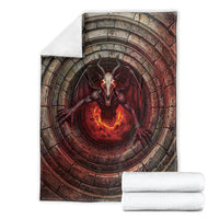3D Illusion Jersey Devil Halloween Blanket Monster Horned Skull Fire Well