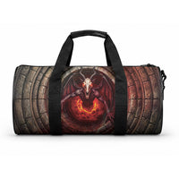 3D Illusion Jersey Devil Halloween Duffle Bag Monster Horned Skull Fire Well